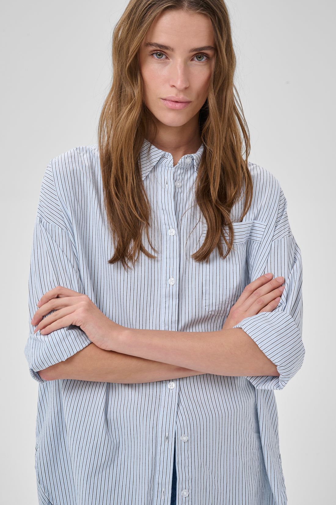 My Essential Wardrobe MWFeline Boxy Shirt blue