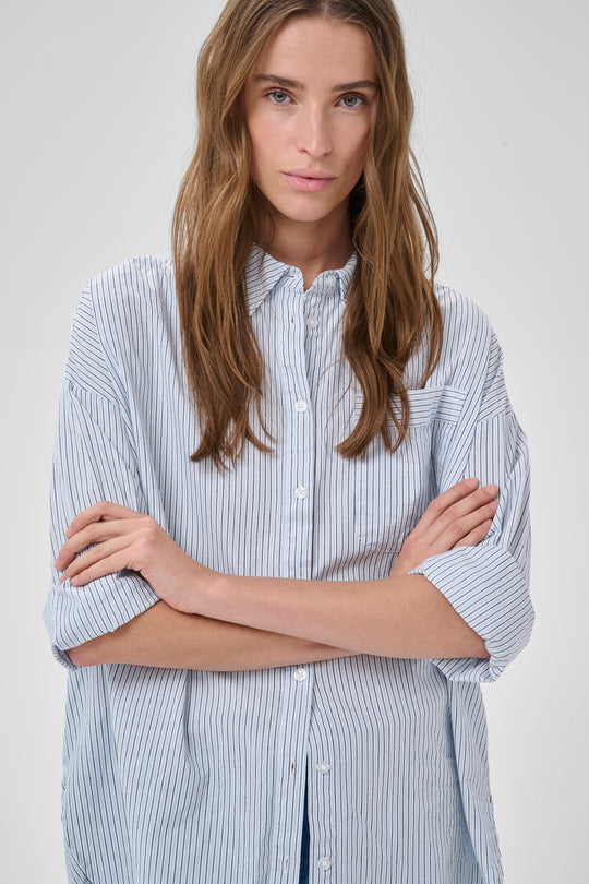 My Essential Wardrobe MWFeline Boxy Shirt blue