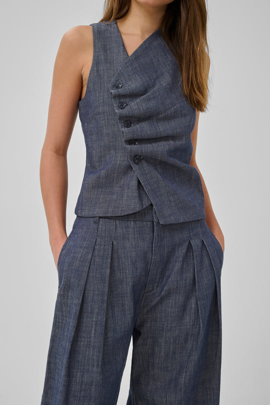 My Essential Wardrobe MWDazzie Top Dark Blue Wash