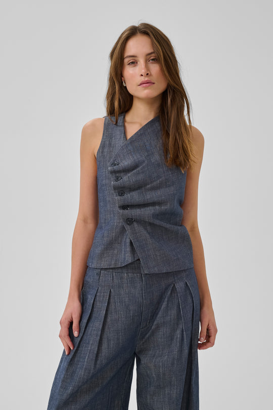 My Essential Wardrobe MWDazzie Top Dark Blue Wash