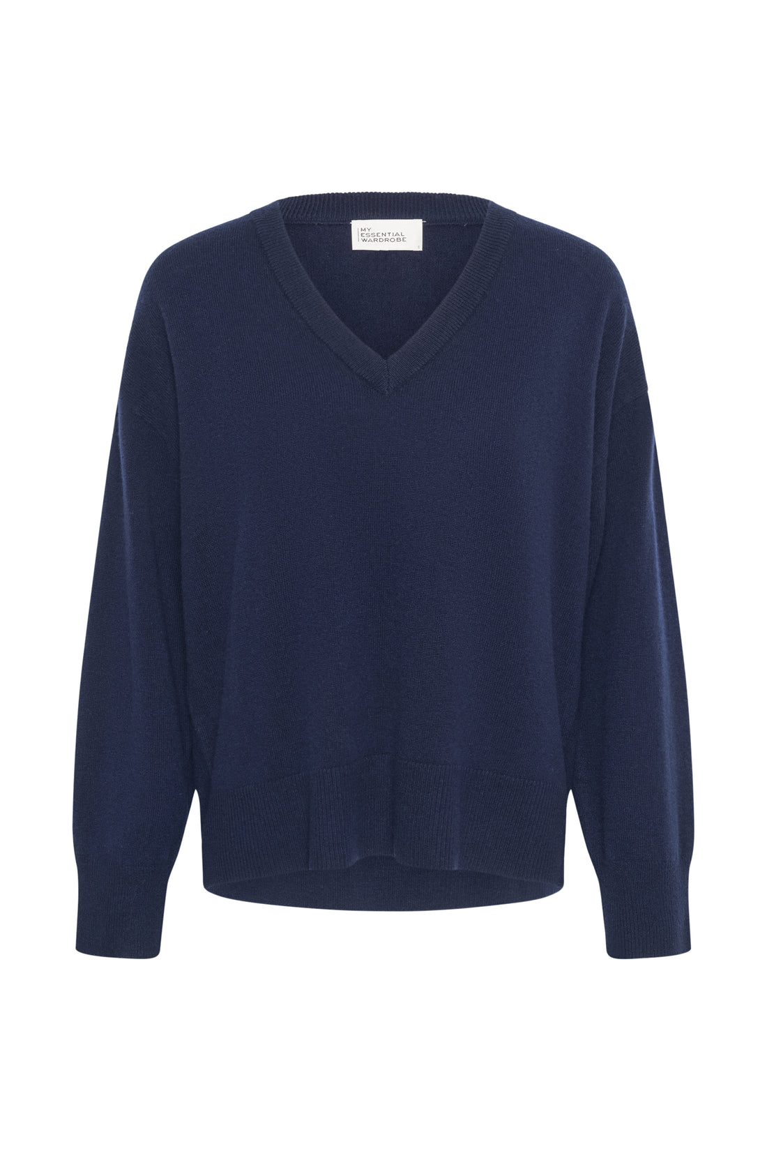 My Essential Wardrobe MWJola V-Neck Knit Pullover Dark Sapphire Blue