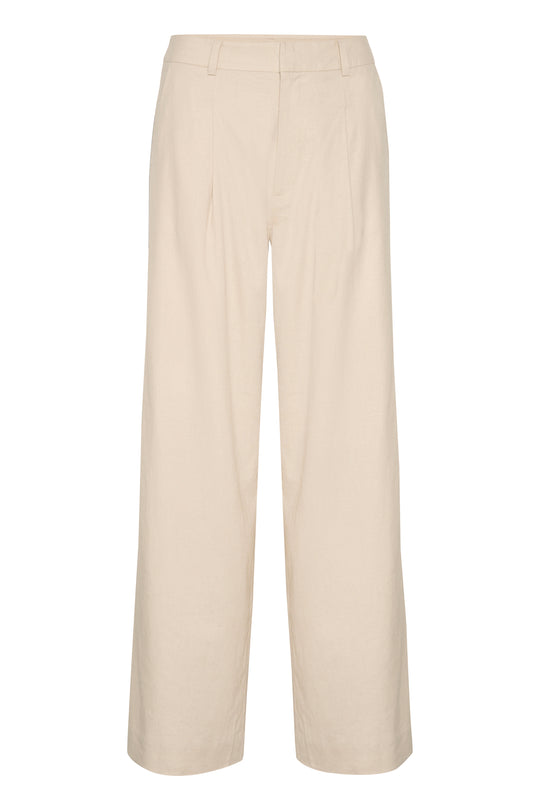 Gestuz ElarahGZ linen HW pants NOOS Ancient Scroll sand