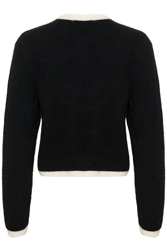 Gestuz GZalpha ls contrast cardigan Black/Ivory comb