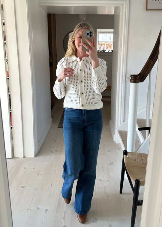 Neo Noir Laurana Crochet Cardigan Off White