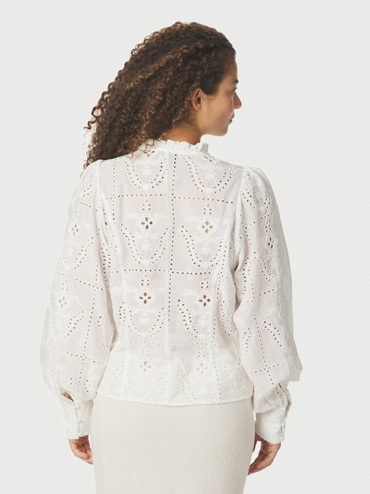 Neo Noir Gilda Embroidery Blouse White