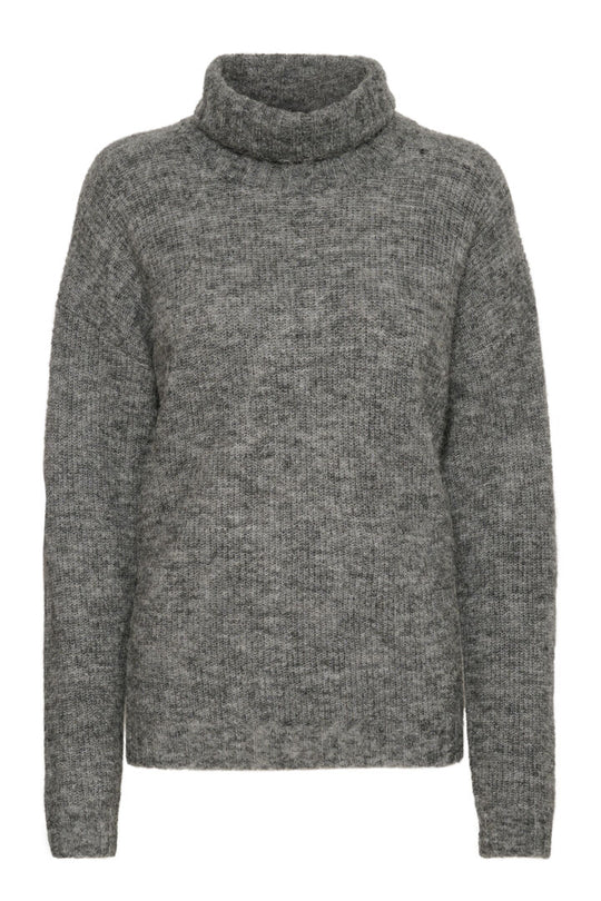 My Essential Wardrobe The Knit Rollneck Dark Grey Melange