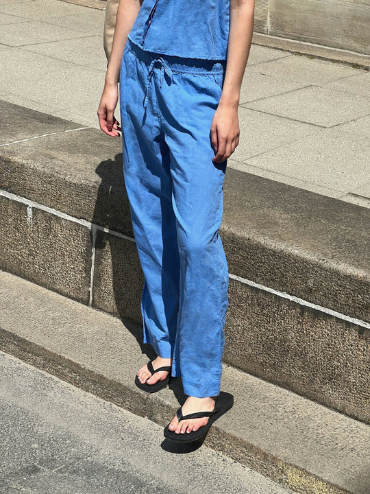 Neo Noir Sonar Linen Pants dusty blue