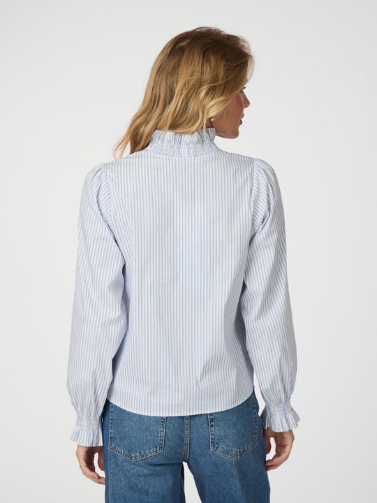 Neo Noir Brielle Stripe Shirt White Light Blue