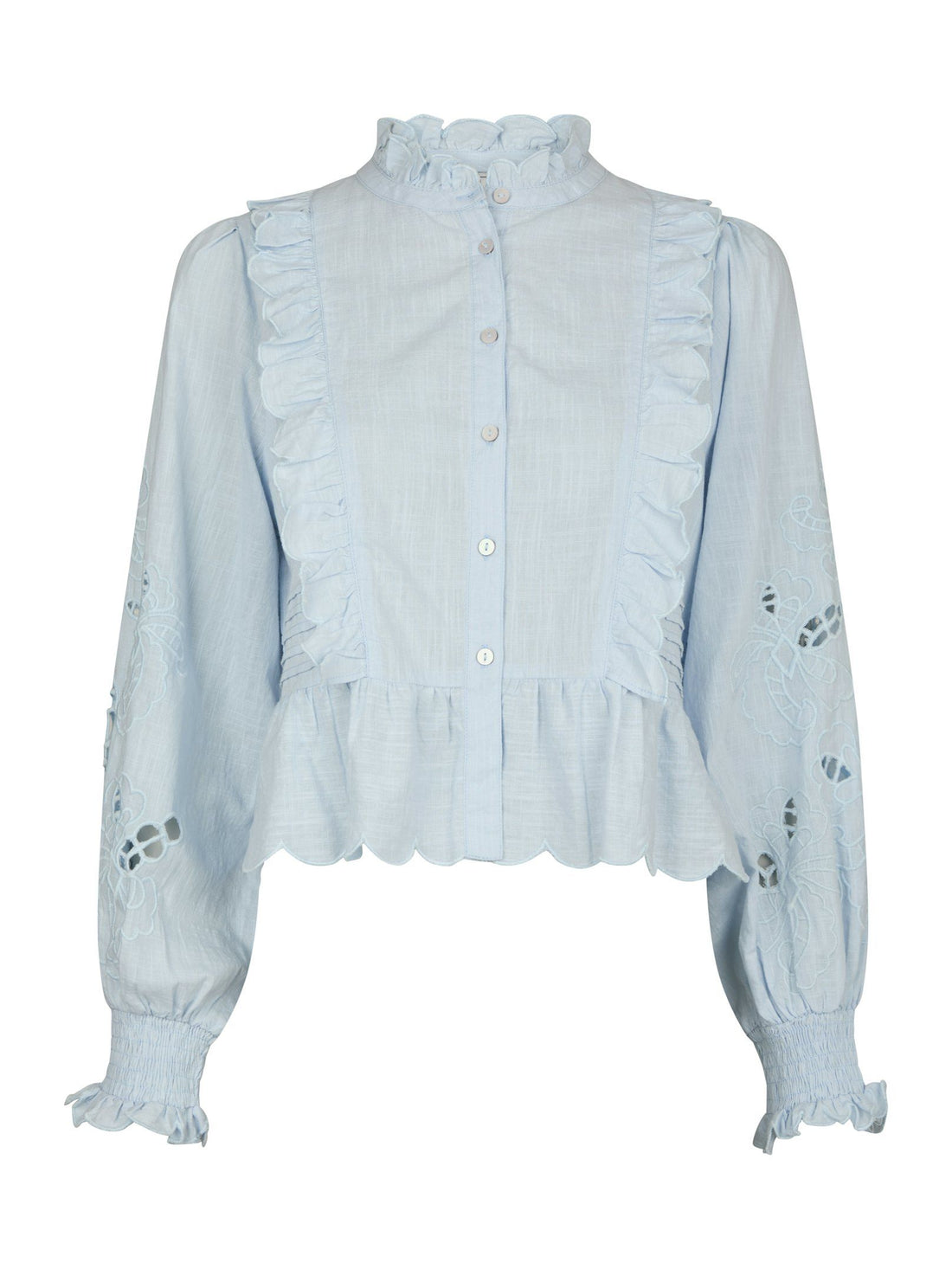 Neo Noir Petrine Embroidery Blouse Light blue