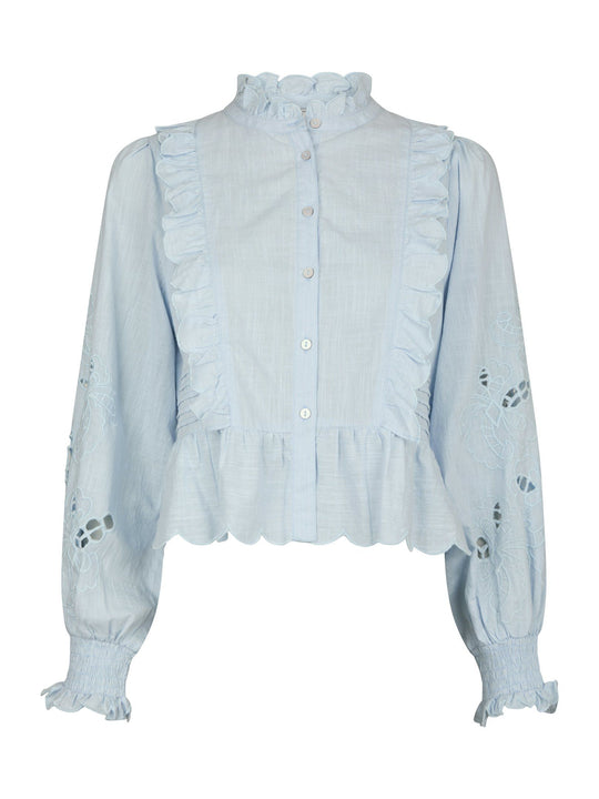 Neo Noir Petrine Embroidery Blouse Light blue