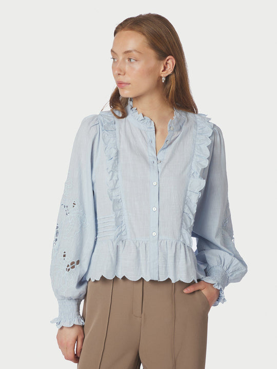 Neo Noir Petrine Embroidery Blouse Light blue