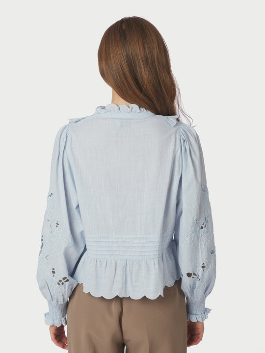 Neo Noir Petrine Embroidery Blouse Light blue