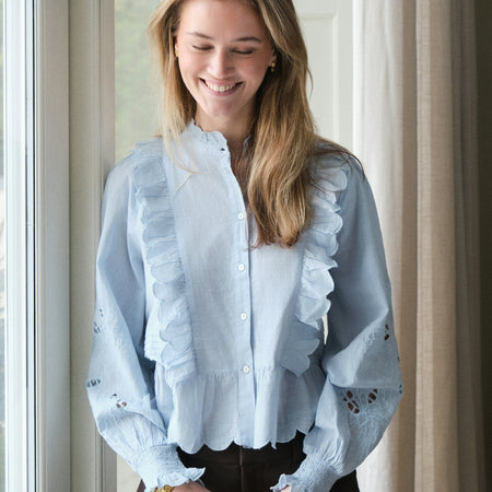 Neo Noir Petrine Embroidery Blouse Light blue