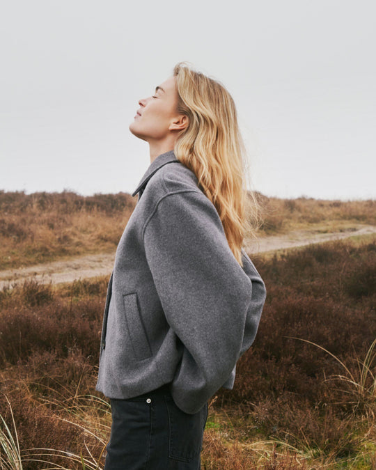 Neo Noir Hamra Wool Jacket Grey Melange