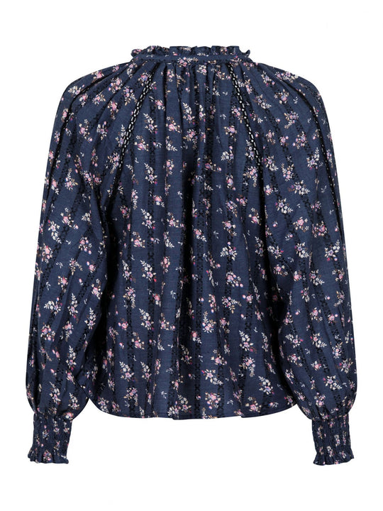 Neo Noir Stima zarte Blumenbluse staubige Marine