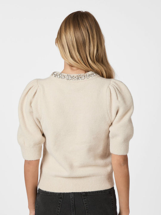 Neo Noir Maia Stone Knit blouse ivory