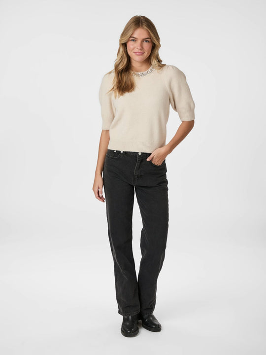 Neo Noir Maia Stone Knit blouse ivory