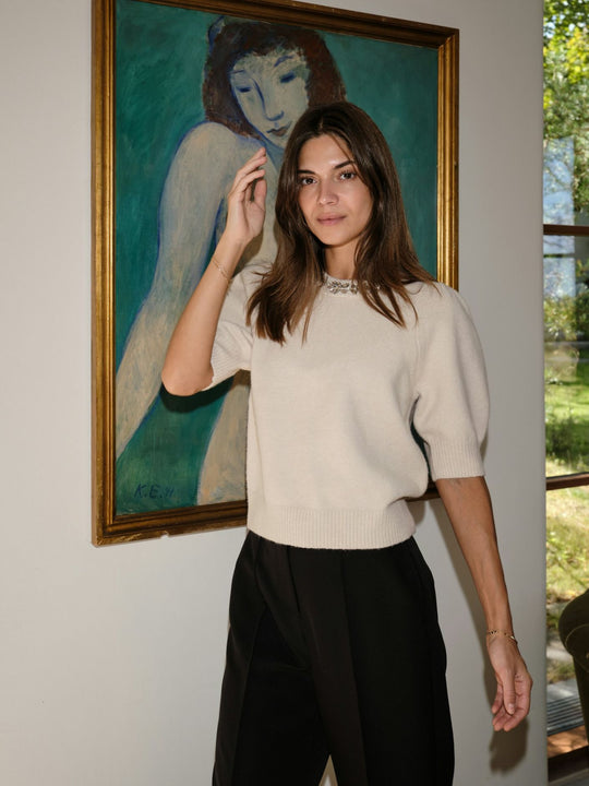 Neo Noir Maia Stone Knit blouse ivory