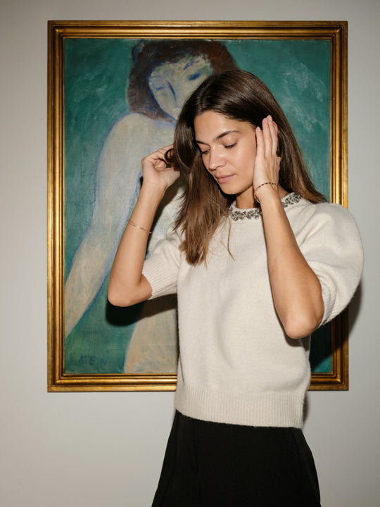 Neo Noir Maia Stone Knit blouse ivory