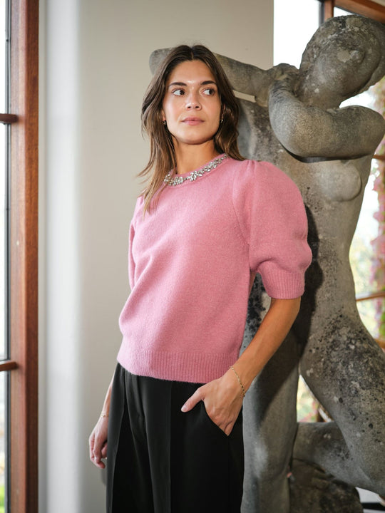 Neo Noir Maia Stone Knit blouse rose