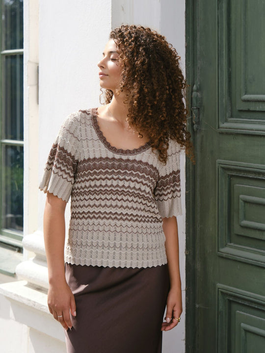 Neo Noir Meiko Stitch Knit Blouse brown