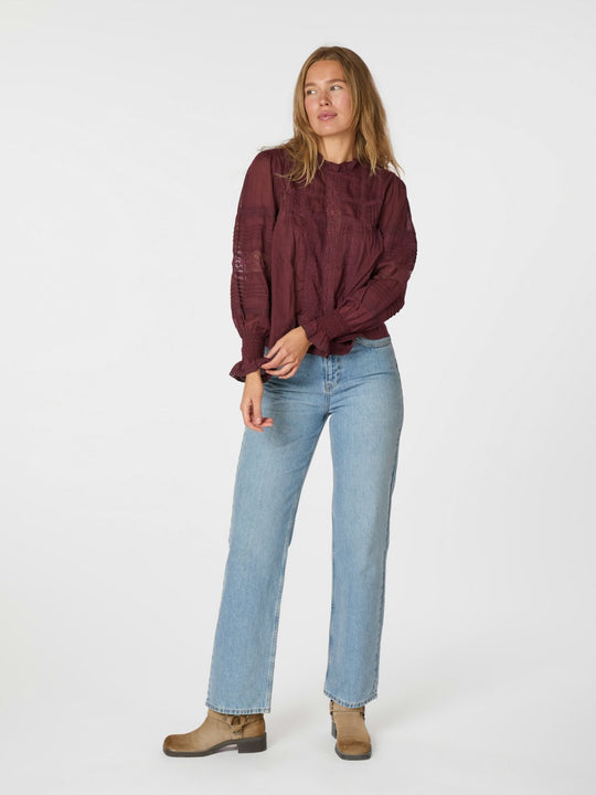 Neo Noir Ebba S voile bluse burgundy