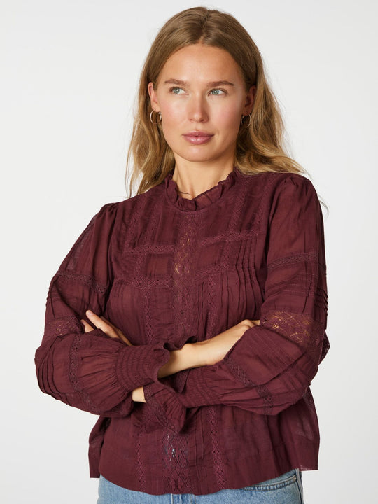 Neo Noir Ebba S voile bluse burgundy