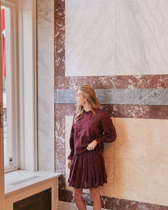 Neo Noir Ebba S voile bluse burgundy