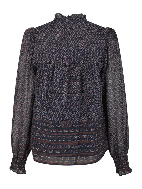 Neo Noir Rhia Border Pattern Blouse navy