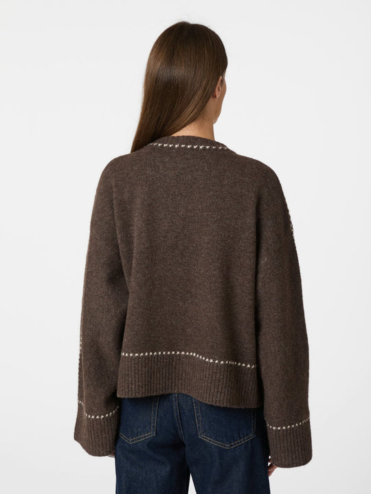 Neo Noir Roeme Knit Stitch Blouse Brown Melange