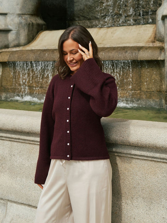 Neo Noir Mixie Knit Cardigan Wine