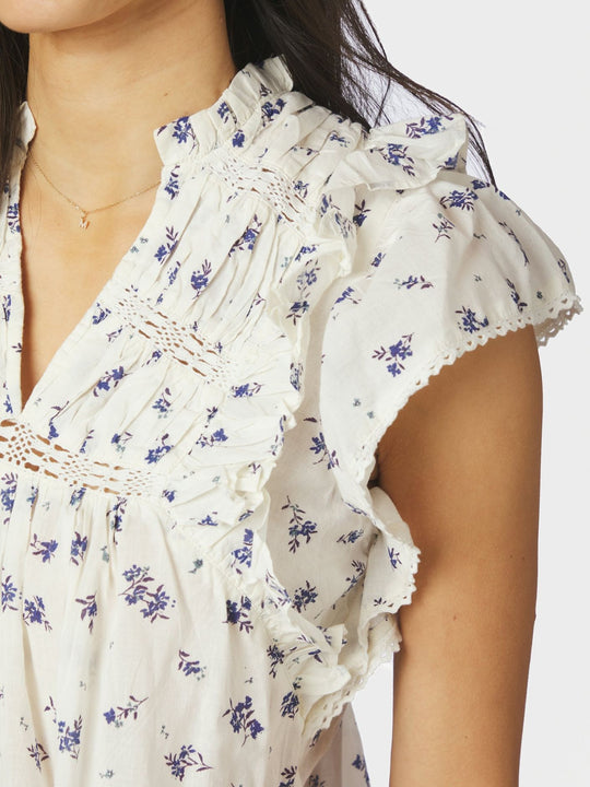 Neo Noir Jayla Small Blossom Top White Blue