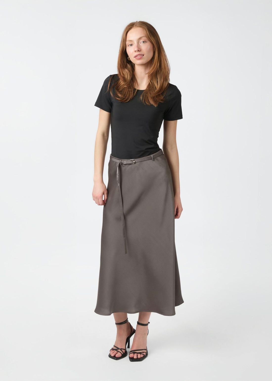 Neo Noir Innell Heavy Sateen Skirt warm grey