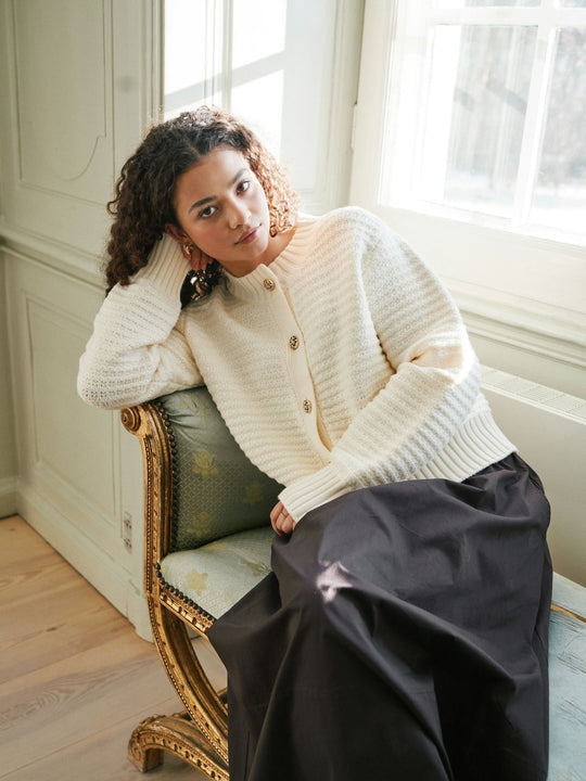 Neo Noir Kamilli Knit Cardigan Creme