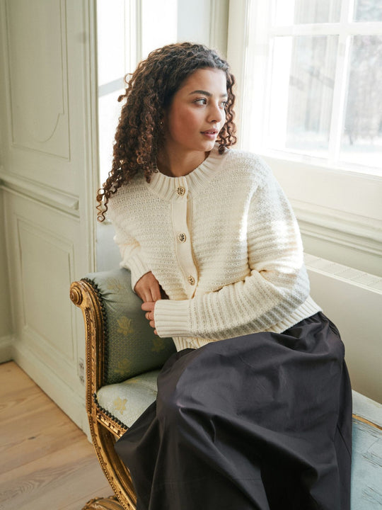 Neo Noir Kamilli Knit Cardigan Creme
