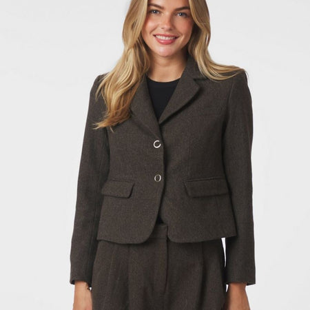 Pre-ordrer uge 2. Neo Noir Waed Mini Check Blazer Brown Melange