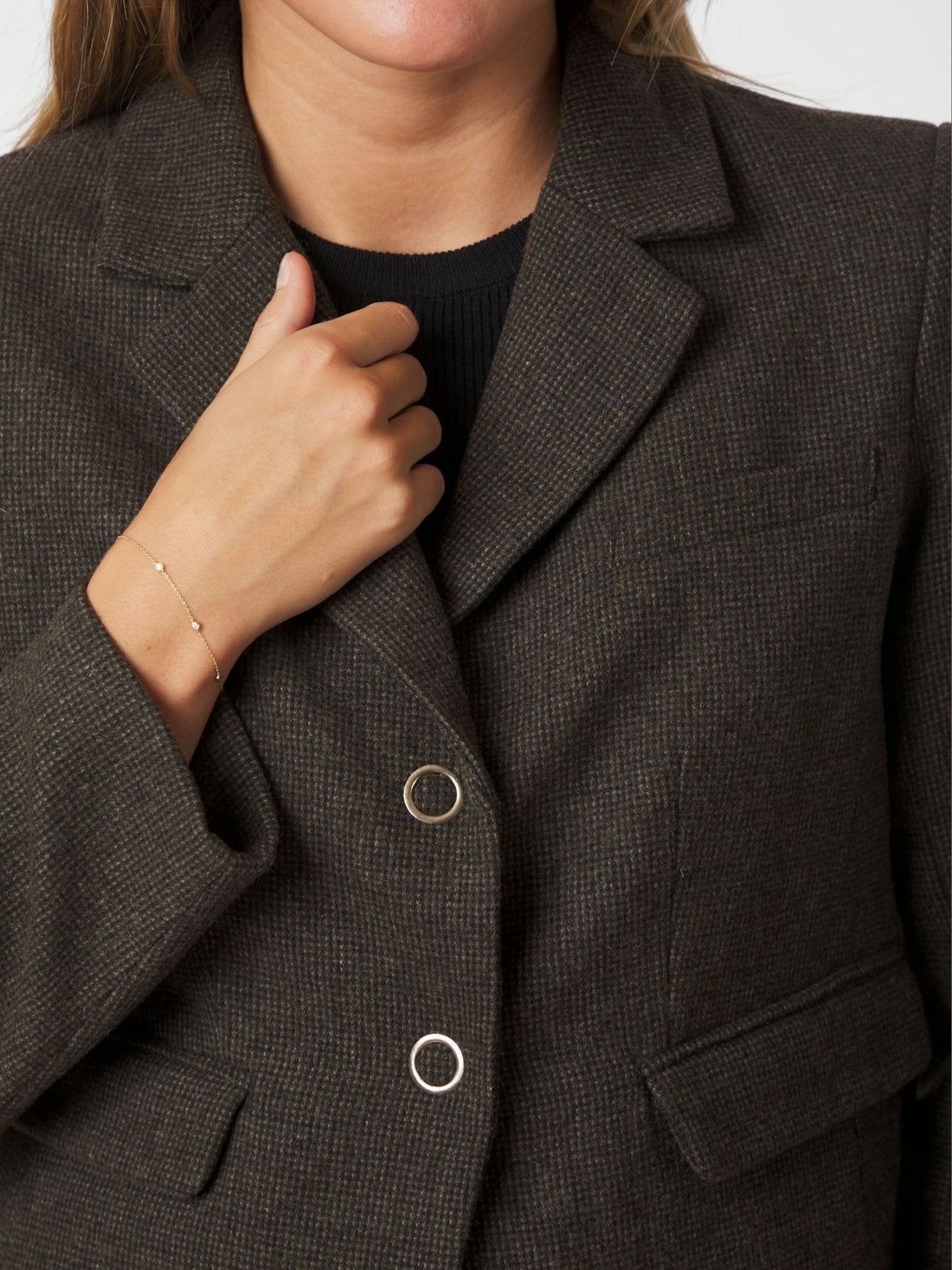 Neo Noir Waed Mini Check Blazer Brown Melange