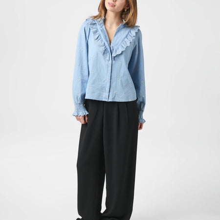 Neo Noir Degas Denim Blouse Light Blue
