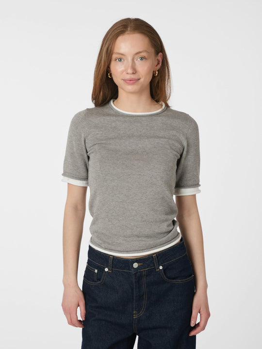 Neo Noir Fauna Double Knit Tee light grey melange