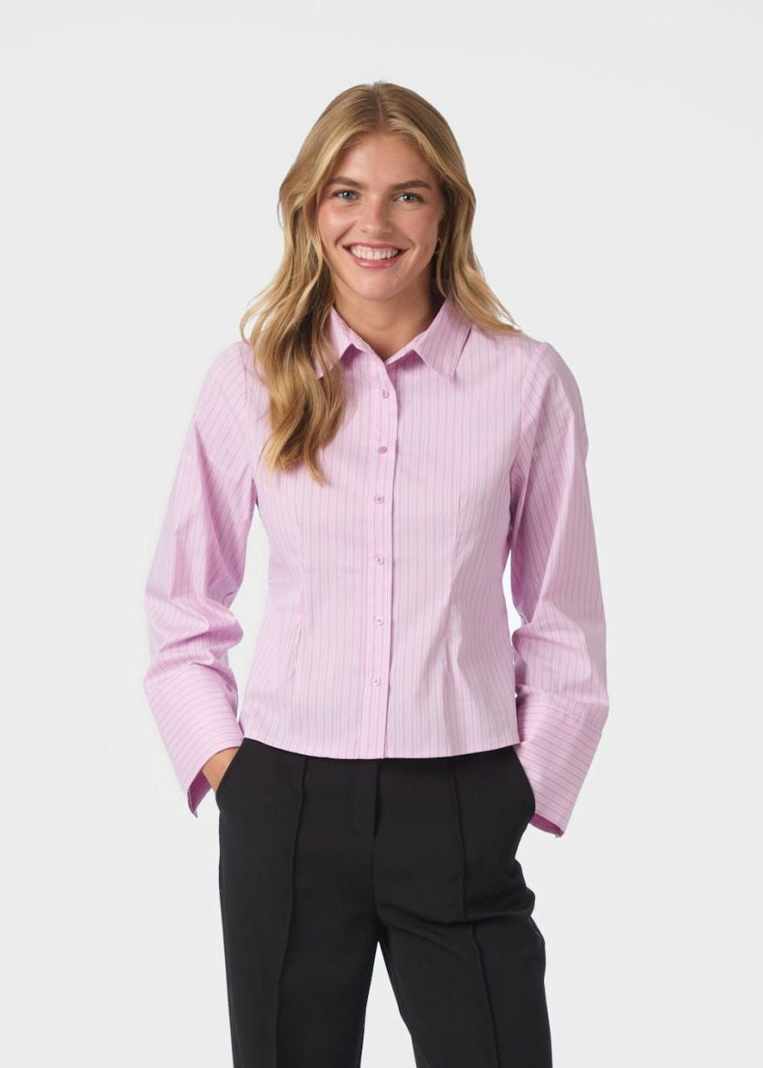 Neo Noir Rosa Shadow Stripe Shirt Light Pink