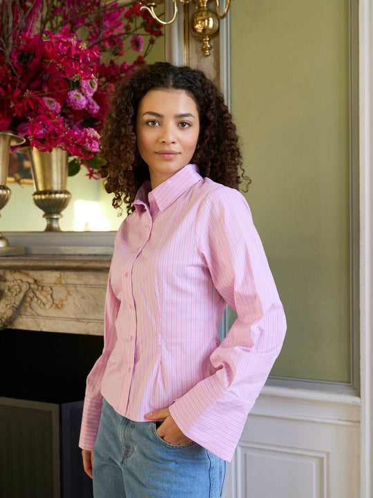 Neo Noir Rosa Shadow Stripe Shirt Light Pink