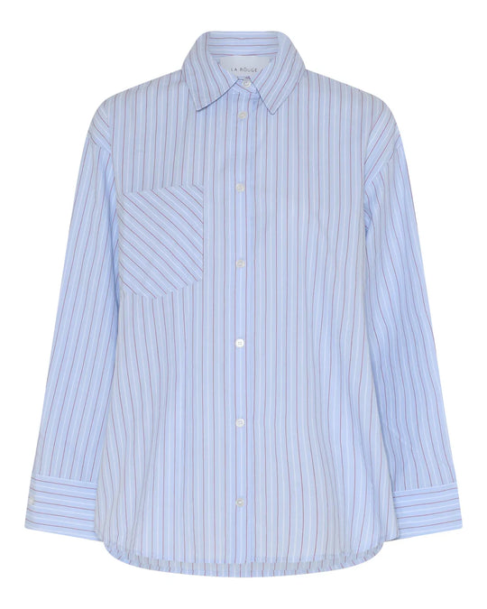 La rouge Josephine Oversize Shirt Red/Blue Stripe
