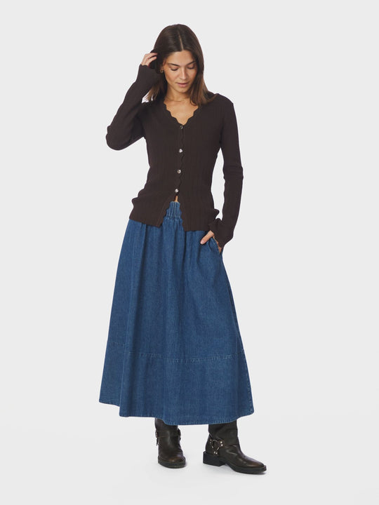 Neo Noir Yara Denim Skirt Blue