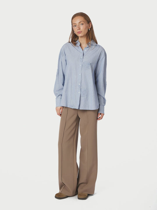 Neo Noir Dalma Dori Mini Stripe Shirt Blue