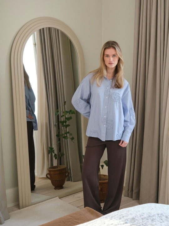 Neo Noir Dalma Dori Mini Stripe Shirt Blue