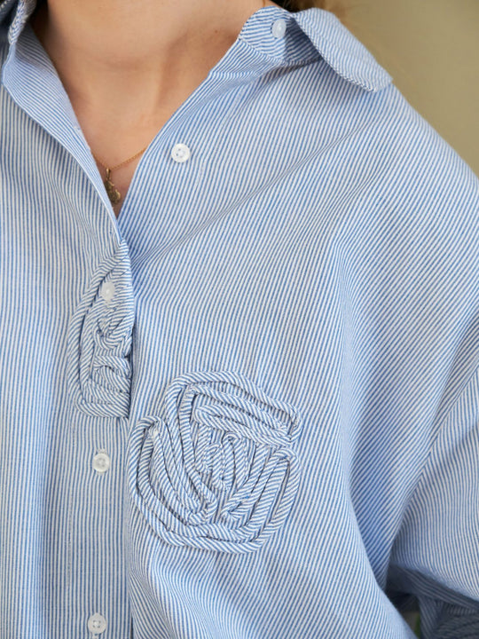 Neo Noir Dalma Dori Mini Stripe Shirt Blue