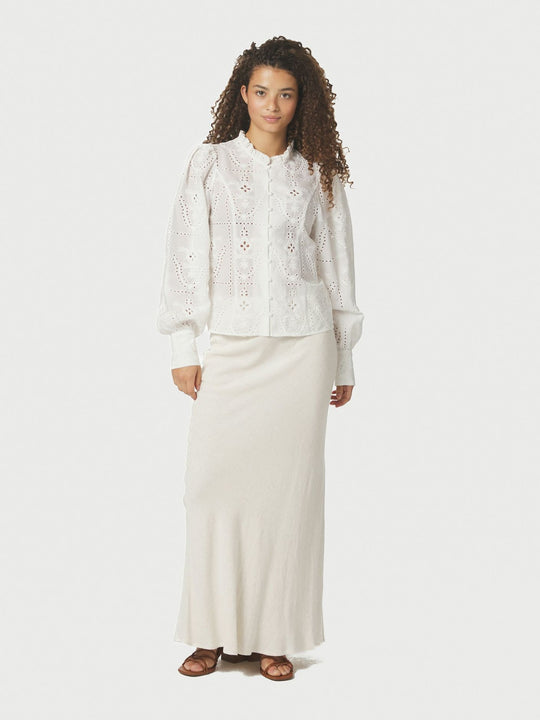 Neo Noir Gilda Embroidery Blouse White