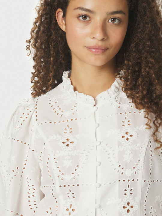 Neo Noir Gilda Embroidery Blouse White