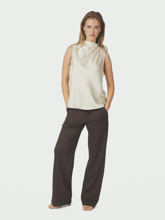 Neo Noir Isola Drapy Satin Top Creme