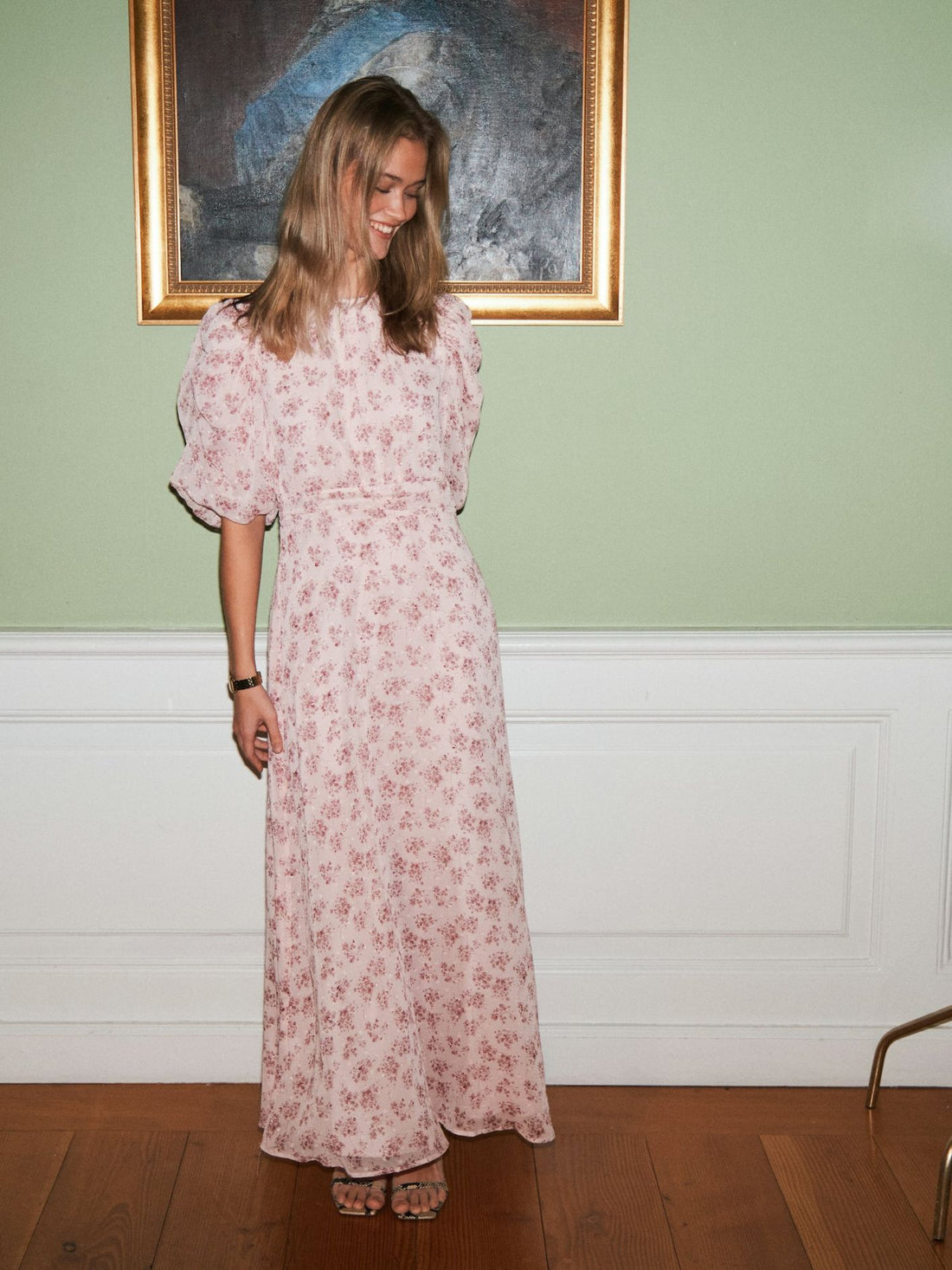 Neo Noir Kikka Chiffon Flower Dress Rose